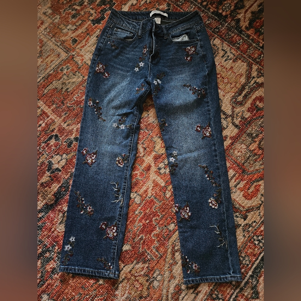 Cato Dark Blue Floral Embroidered Jeans